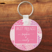 Moderne naam voor beste vrienden roze Dahlia Sleutelhanger (Voorkant)