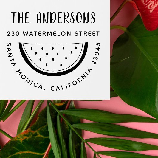 Moderne naam watermeloen Ronde retouradres Zelfinktende Stempel