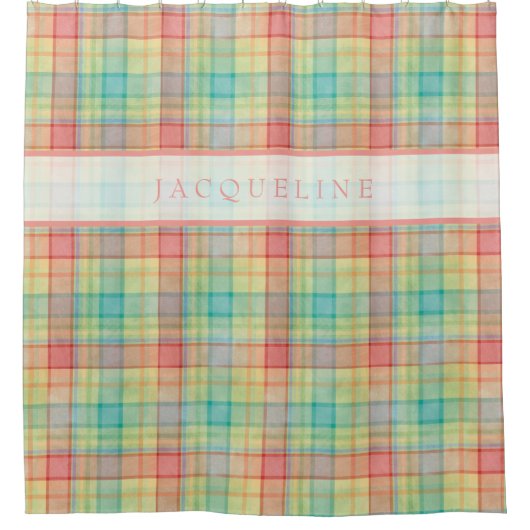 Moderne naam Waterverf patroon voor helderkleuren Douchegordijn (Voorkant)