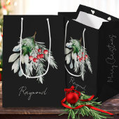 Moderne naam Waterverf Script Vrolijk kerstfeest Medium Cadeauzakje