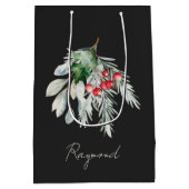 Moderne naam Waterverf Script Vrolijk kerstfeest Medium Cadeauzakje (Achterkant)