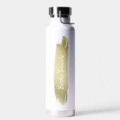 Moderne Naam Wit en Goud Elegant Waterfles (Links)