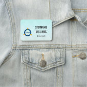 Moderne naamlabel met goud folie logo naamplaatje (In situ)