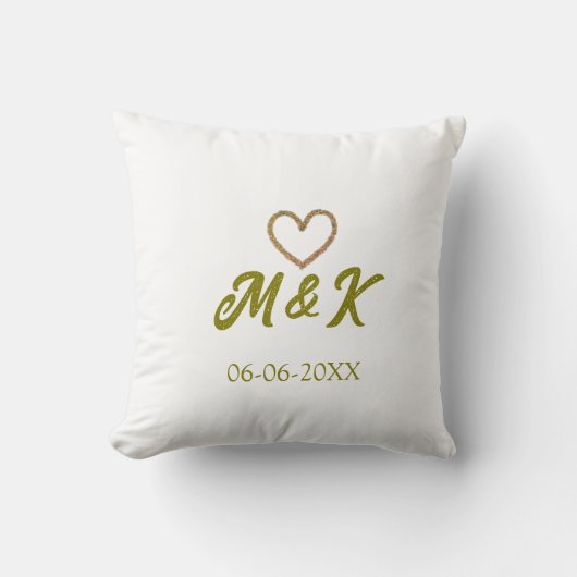 Moderne naamletter van het bruidspaar met gouden h kussen (Voorkant)