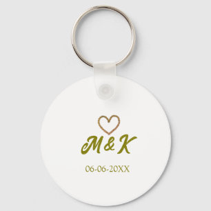 Moderne naamletter van trouwpaar met gouden hart sleutelhanger
