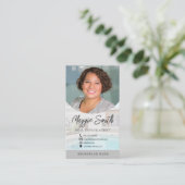 Moderne NaamManuscript de Foto Real Estate Agent B Visitekaartje (Staand voorkant)