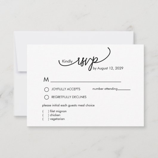 Moderne naammonogram met blad in script  RSVP kaartje (Voorkant)