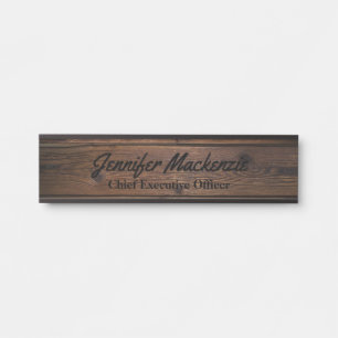 Moderne naamplaat houtnerf rustieke deur bord