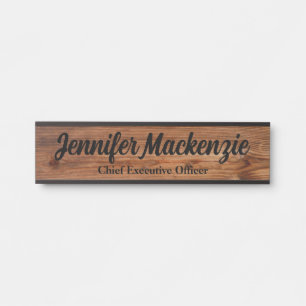 Moderne naamplaat houtnerf rustieke deur bord