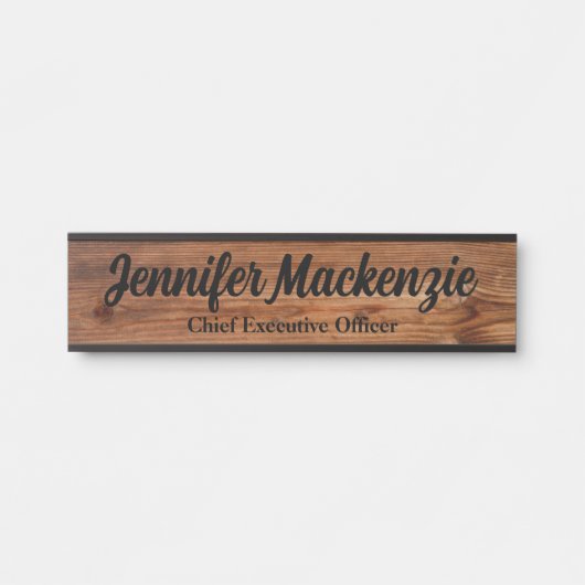Moderne naamplaat houtnerf rustieke deur bord (Voorkant)