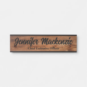 Moderne naamplaat houtnerf rustieke deur bord