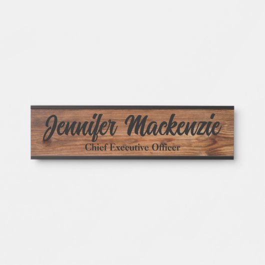 Moderne naamplaat houtnerf rustieke deur bord (Voorkant)