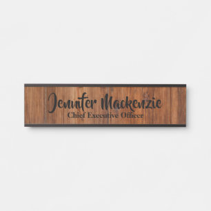 Moderne naamplaat houtnerf rustieke deur bord