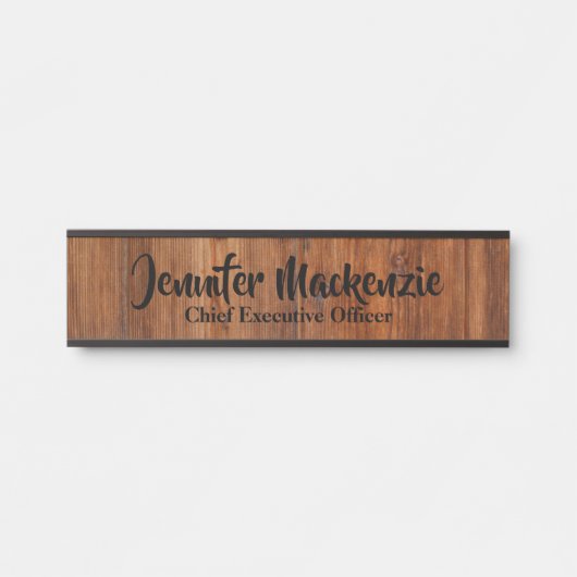 Moderne naamplaat houtnerf rustieke deur bord (Voorkant)