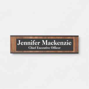 Moderne naamplaat houtnerf rustieke deur bord