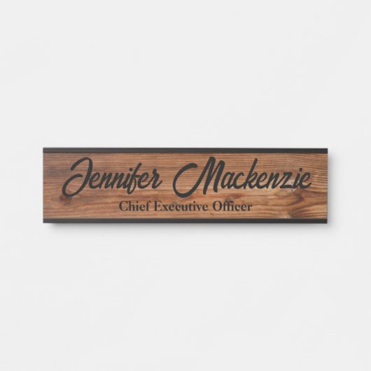 Moderne naamplaat houtnerf rustieke deur bord (Voorkant)