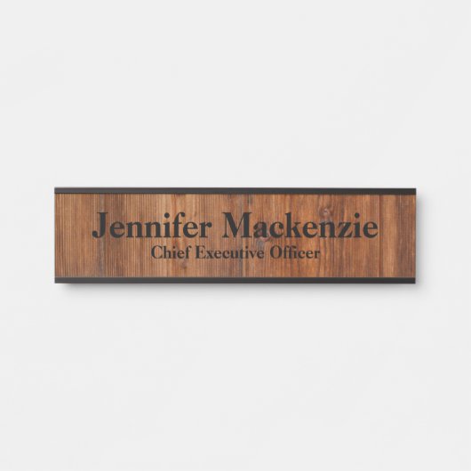 Moderne naamplaat houtnerf rustieke deur bord (Voorkant)