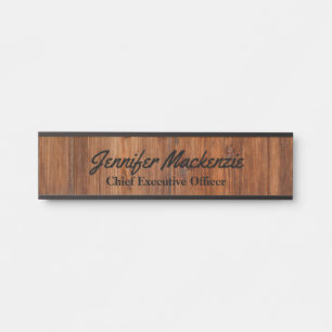 Moderne naamplaat houtnerf rustieke deur bord