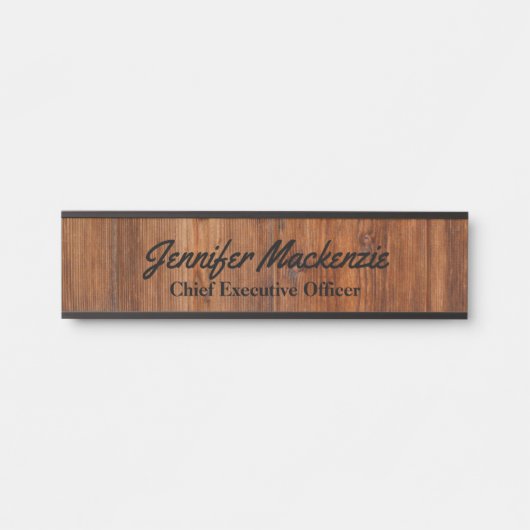 Moderne naamplaat houtnerf rustieke deur bord (Voorkant)