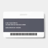 Moderne naamplaat met logo en barcode voor werknem badge (Achterkant)