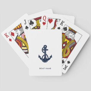 Moderne Naamse Naam voor Schepen Navy Blauwe Anker Pokerkaarten