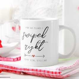 Moderne Naar Rechts Gescrold Gepersonaliseerd Grote Koffiekop