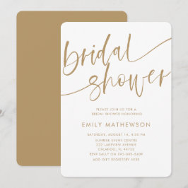 Moderne Nabootsing Gouden Typografie Bruidsdouche Kaart