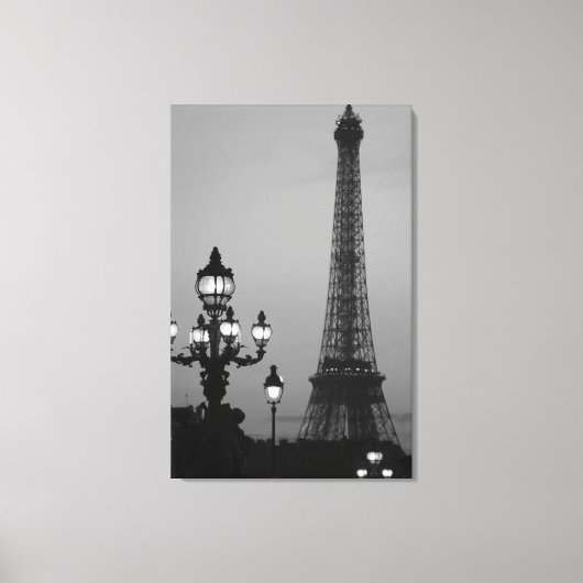 Moderne Nacht in Parijs Stretched Canvas Print (Voorkant)