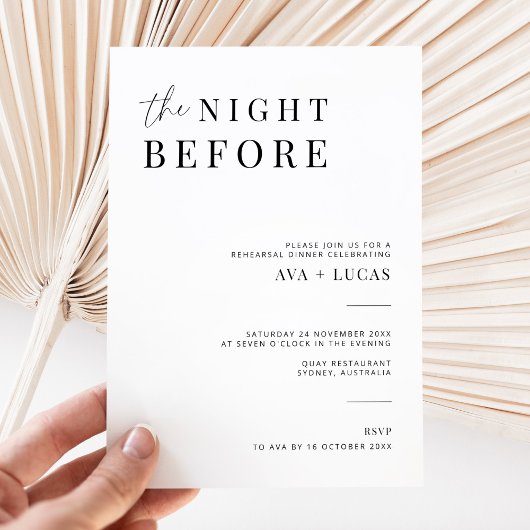 Moderne nacht voor repetitie avondeten kaart