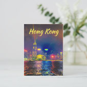 Moderne nachtlichten in Hong Kong Briefkaart (Staand voorkant)