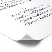 Moderne nagelalfabetische zitplaatsen poster (Hoek)