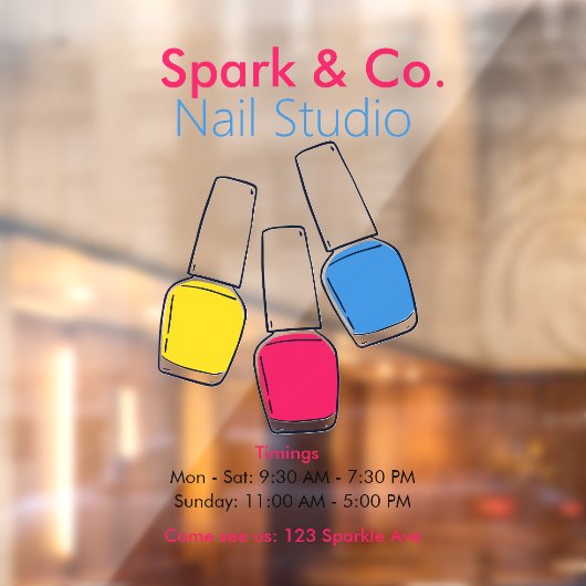 Moderne Nagelbar | Kleurrijk Nagelstudio Raamsticker (Vel 2)