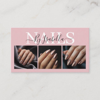 Moderne nagelkunstenaar drie foto typografie visitekaartje
