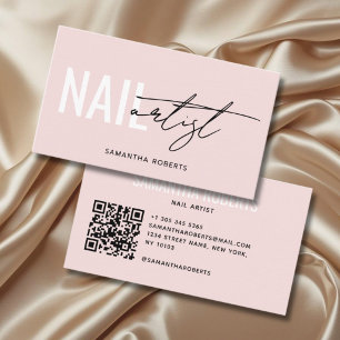 Moderne nagelkunstenaar QR-code roze Visitekaartje