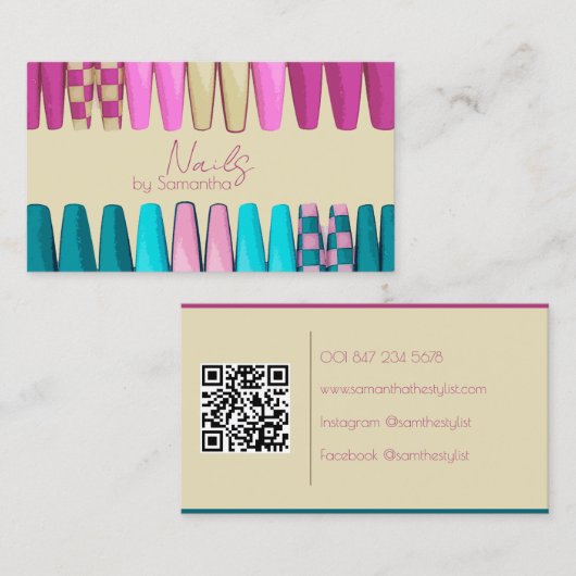 Moderne nagelkunstenaar visitekaartje (Voorkant / Achterkant)