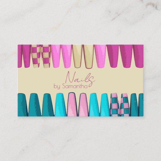 Moderne nagelkunstenaar visitekaartje (Voorkant)
