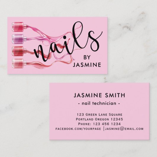Moderne nagels Blush roze Visitekaartje (Voorkant / Achterkant)