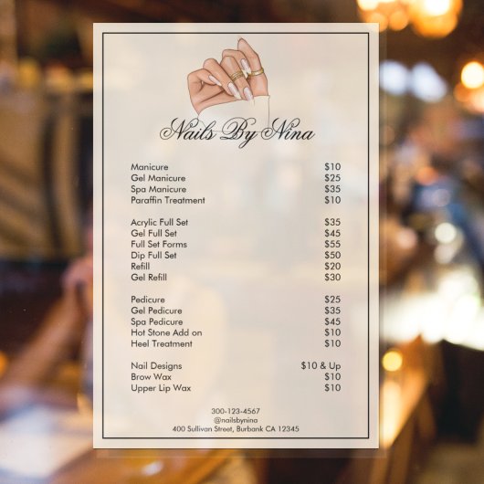 Moderne Nagels Manicure Prijzenlijst Diensten Raamsticker