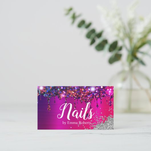 Moderne nagels Roos Gold Foil Visitekaartje (Staand voorkant)