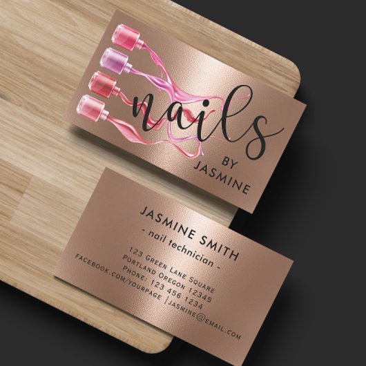 Moderne nagels Roos Gold Foil Visitekaartje