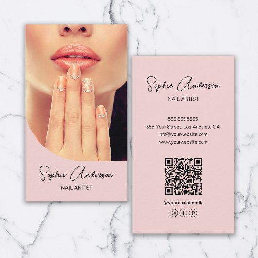 Moderne Nagelstylist Roze Visitekaartje
