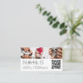 Moderne nageltech typografie foto collage QR-code Visitekaartje (Staand voorkant)