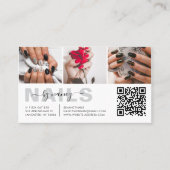 Moderne nageltech typografie foto collage QR-code Visitekaartje (Voorkant)