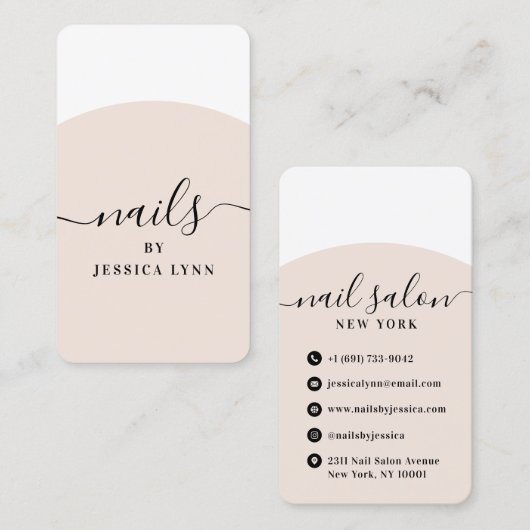 Moderne nageltechnicus stijlvol script schoonheids visitekaartje (Voorkant / Achterkant)