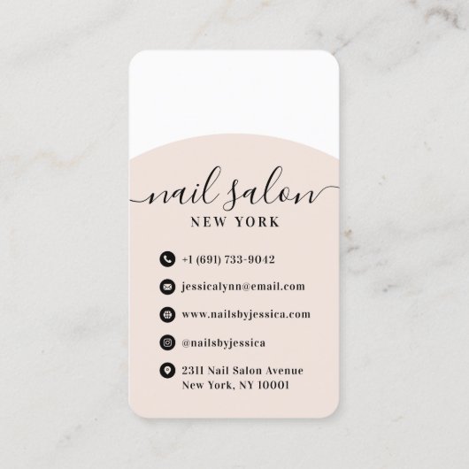 Moderne nageltechnicus stijlvol script schoonheids visitekaartje (Achterkant)