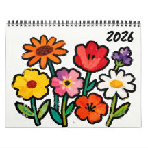 Moderne Naïeve Bloemkunst Kalender
