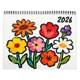 Moderne Naïeve Bloemkunst Kalender
