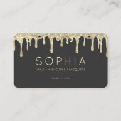 Moderne Nail Art Beauty Salon Zwart Goud Drip Visitekaartje (Voorkant)