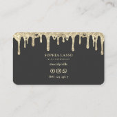 Moderne Nail Art Beauty Salon Zwart Goud Drip Visitekaartje (Achterkant)