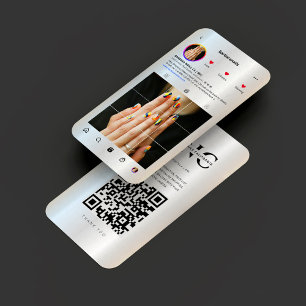 Moderne Nail Artiest Instagram Beauty Salon Zilver Visitekaartje